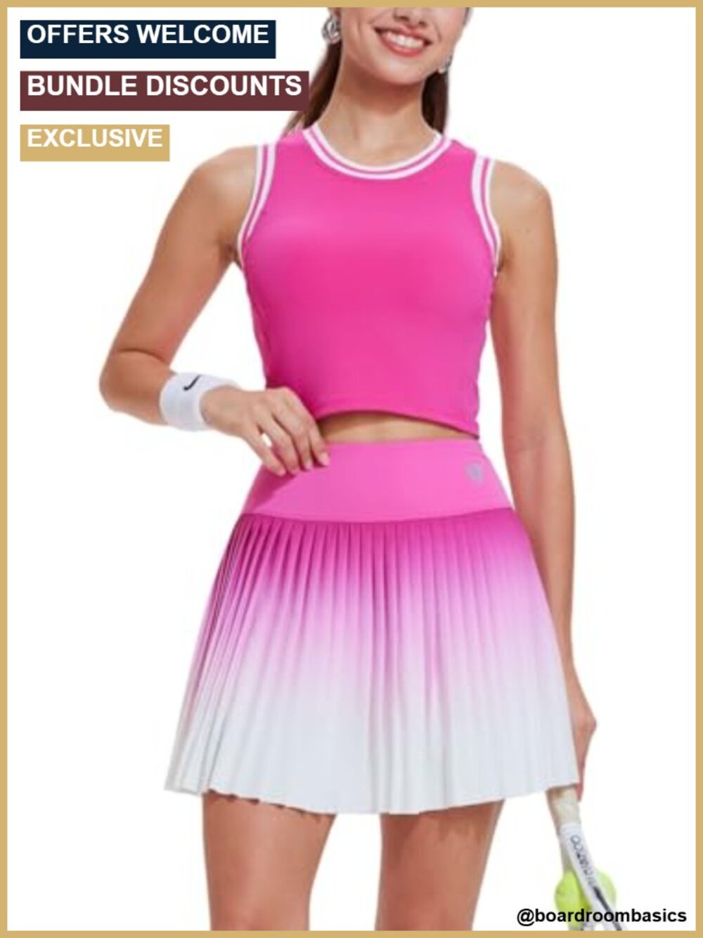 Women Pleated Tennis Skirt Set Golf Pickleball Outfits Two Pieces Athletic